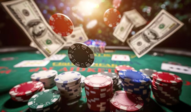 Live Bandar Poker table on adik4d with dealer and real cards